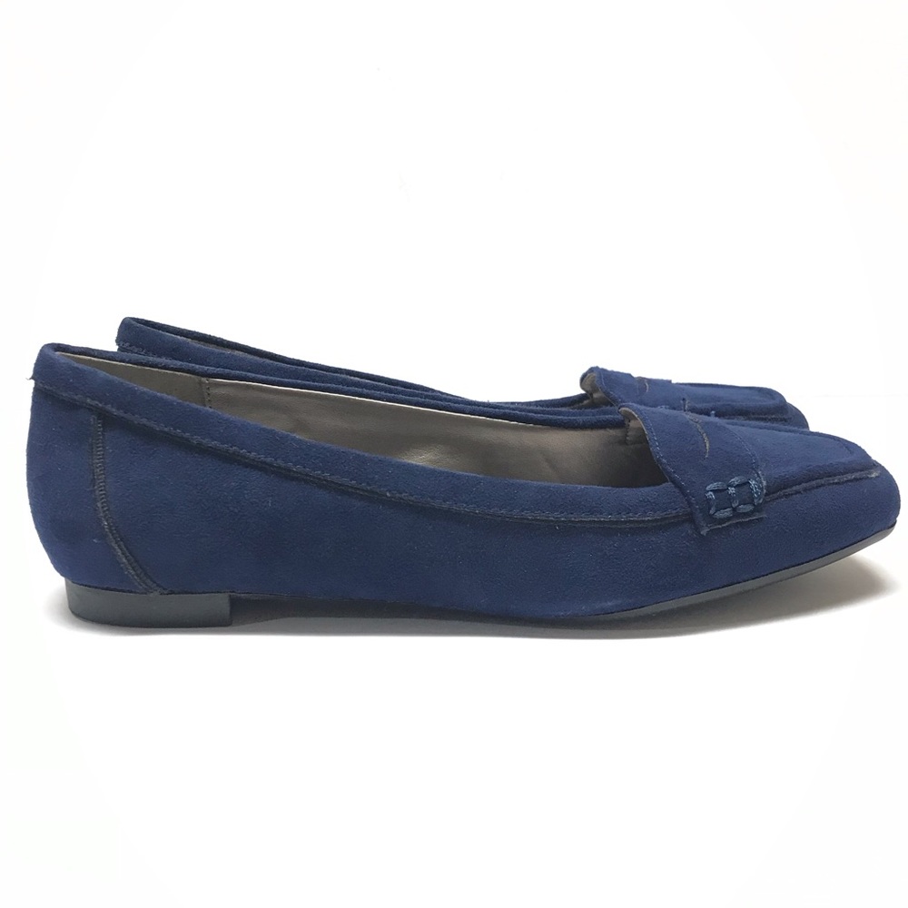 Adrienne Vittadini Navy Blue Suede Flats Loafers 6